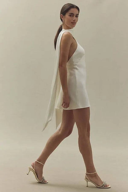 SO Lucile Halter Viscose-Blend Backless Mini Dress