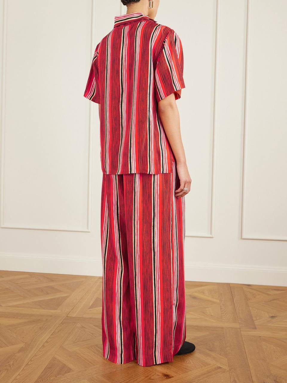 PS Amira Silk Shirt | Drawstring Pants | Striped Set