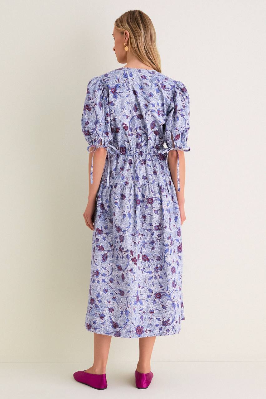 UJ Adriana Puff Sleeve Cotton Poplin Midi Dress