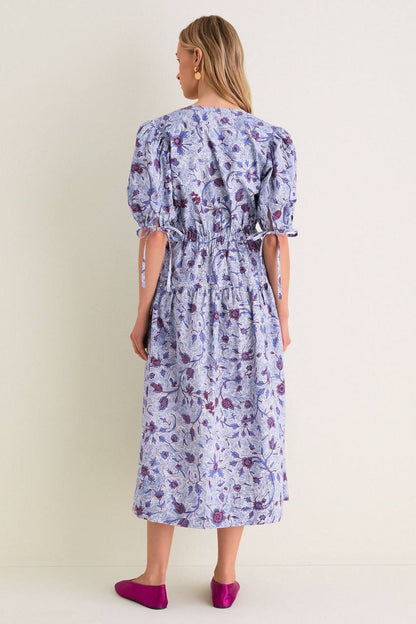 UJ Adriana Puff Sleeve Cotton Poplin Midi Dress