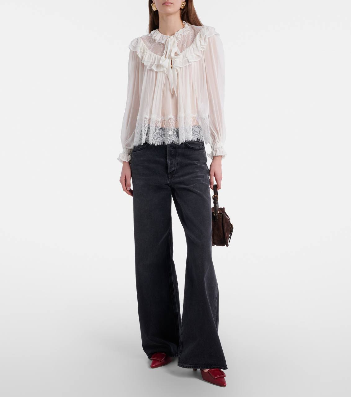 SP White Georgette Lace Blouse