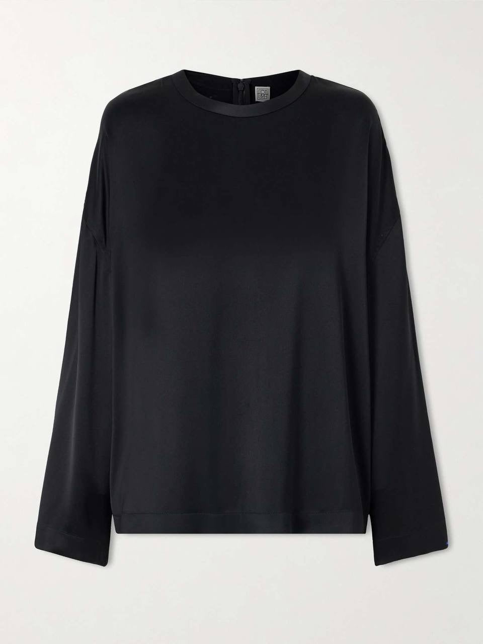 Tot Boxy Satin Viscose Long Sleeve Top