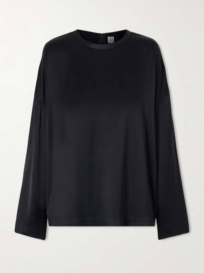 Tot Boxy Satin Viscose Long Sleeve Top