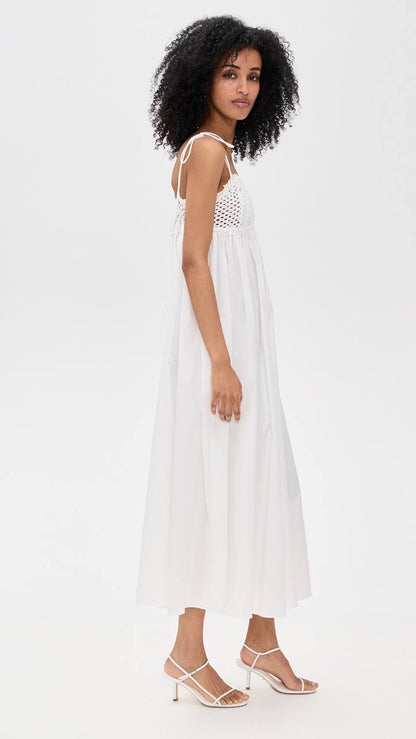 TG Kirsten Crochet Cotton Sundress Maxi Dress | Cami Babydoll Peplum Top