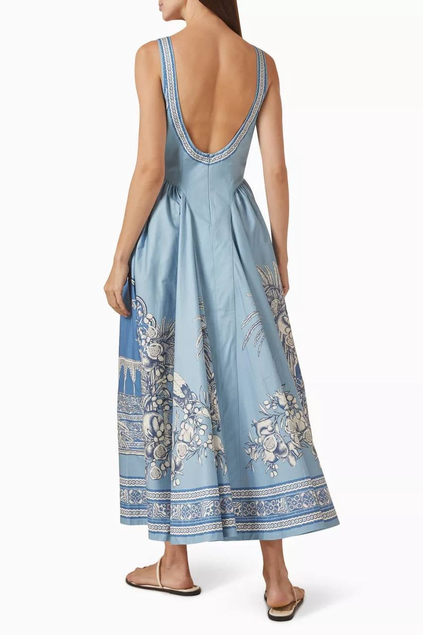 ALM Villa Romantica Sleeveless Cotton Poplin Scoop back Midi Dress