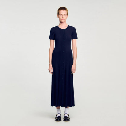 SD Milla Viscose Knit Midi Dress in Navy blue & Wine red
