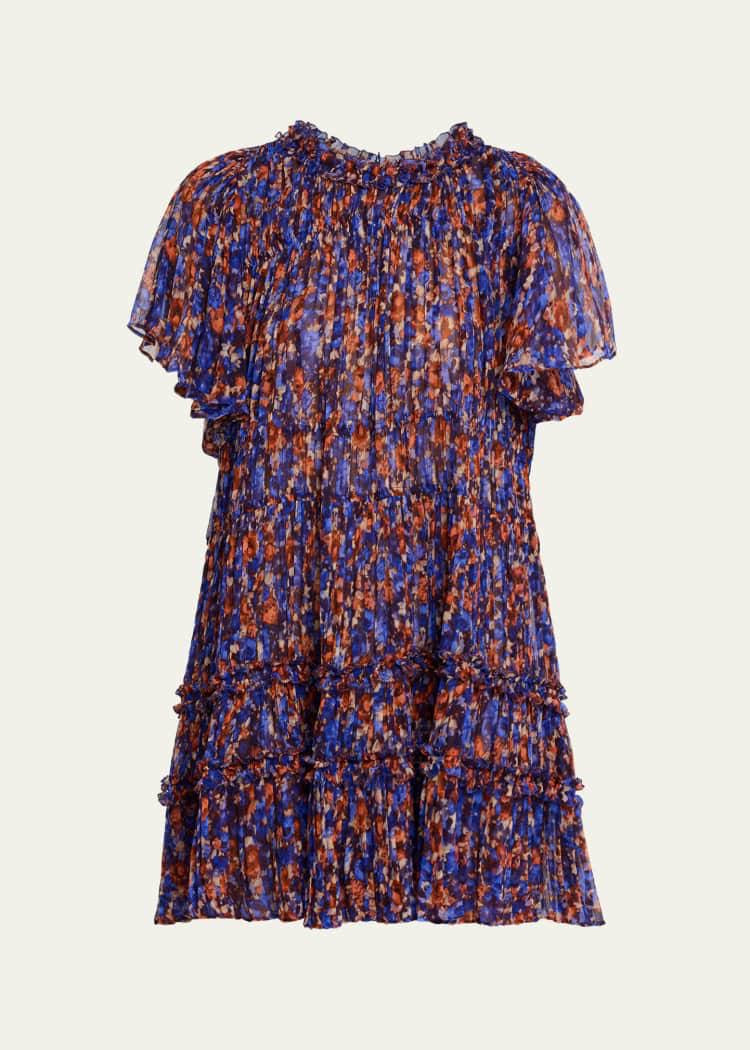UJ Ryla Floral Silk Chiffon Mini Dress