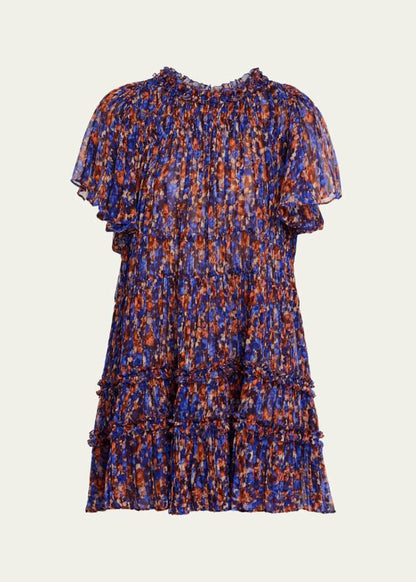 UJ Ryla Floral Silk Chiffon Mini Dress