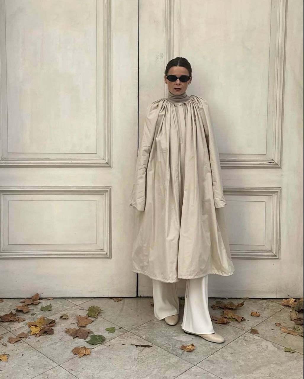 TOT Gathered Parachute Cotton Blend Trench Coat