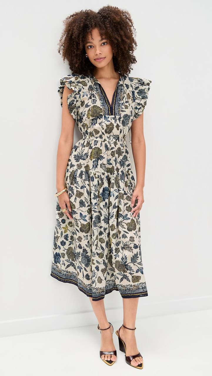 UJ Kairi Flutter Sleeve Midi Dress