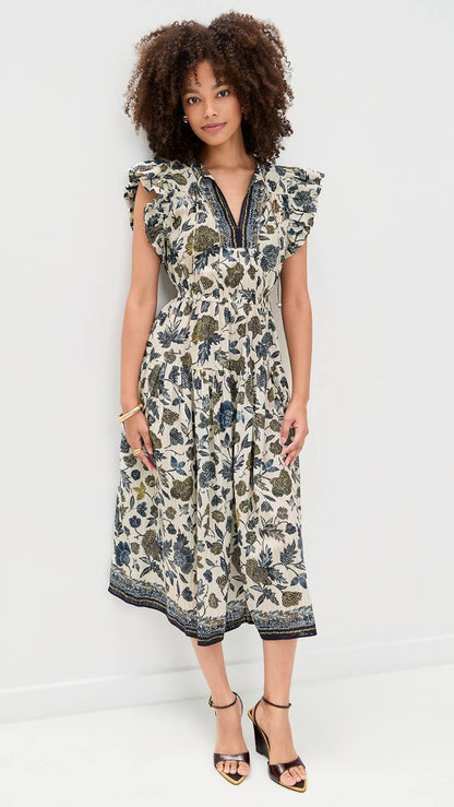 UJ Kairi Flutter Sleeve Midi Dress