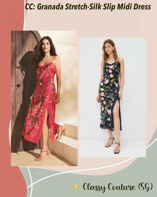 2 Colors! CC Granada Stretch-Silk Slip Midi Dress
