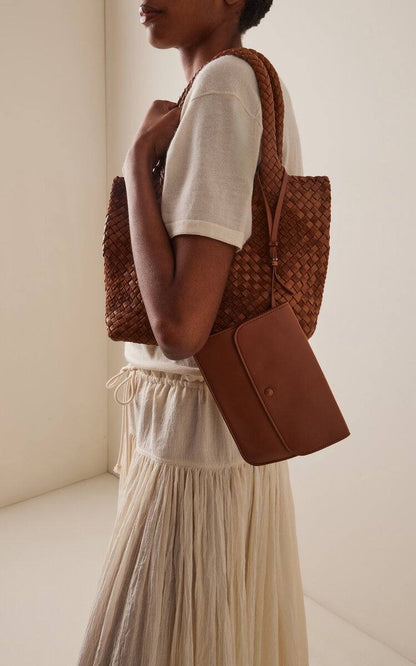 TR Ruth Small Woven Lambskin Leather & Calfskin Suede Tote Bag