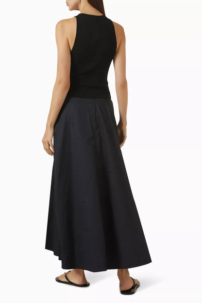 SA Knit Bodice Asymm Viscose-blend Midi Dress