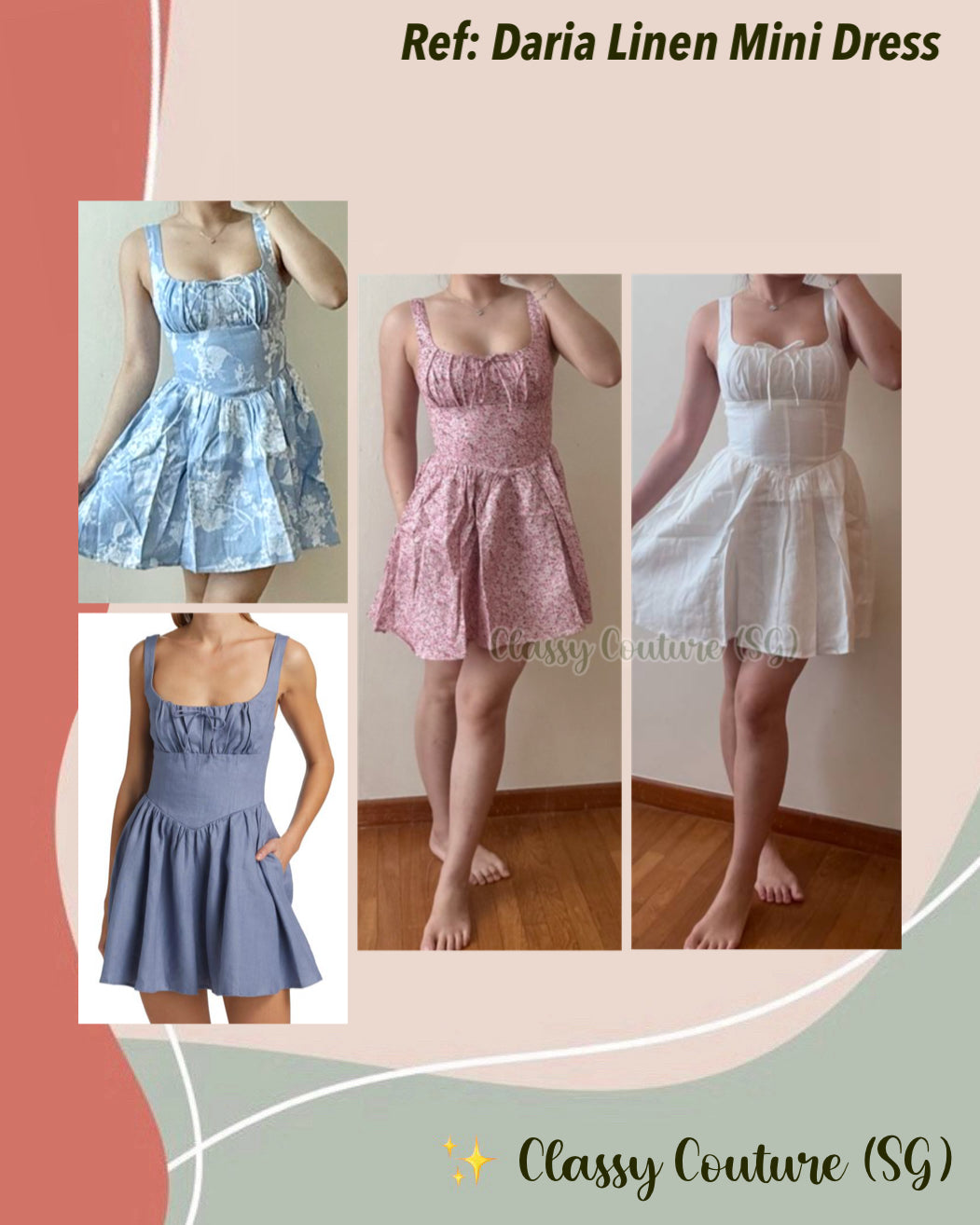 4 Colors! Ref Daria Linen Mini Dress