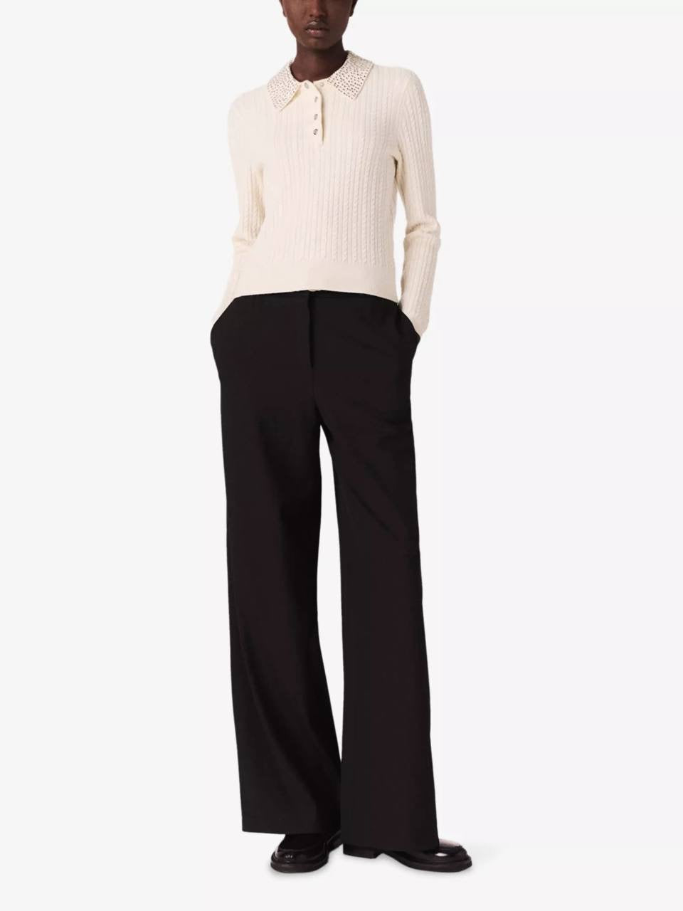 MJ Rhinestone Embellished Collar Cardigan