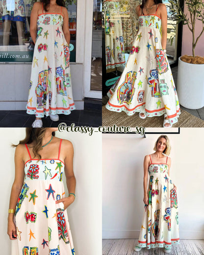 ALM Players Linen Midi Sundress Dress