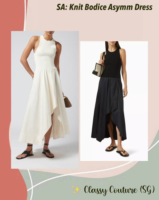 SA Knit Bodice Asymm Viscose-blend Midi Dress