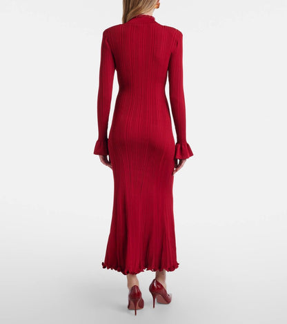 SP Red Knitted Embellished Midi Maxi Dress