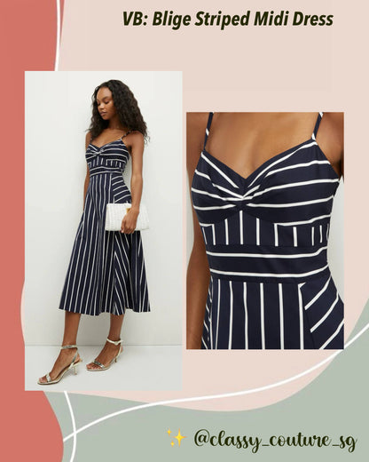 VB Blige Striped Stretch-Cotton Midi Dress