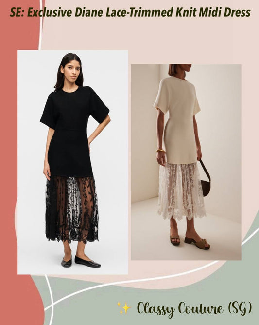 SE Diane Lace-Trimmed Merino Wool Knit Midi Maxi Dress