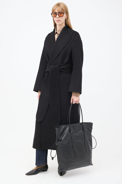 TR Polly Smooth Calfskin Leather Drawstring Tote Bag