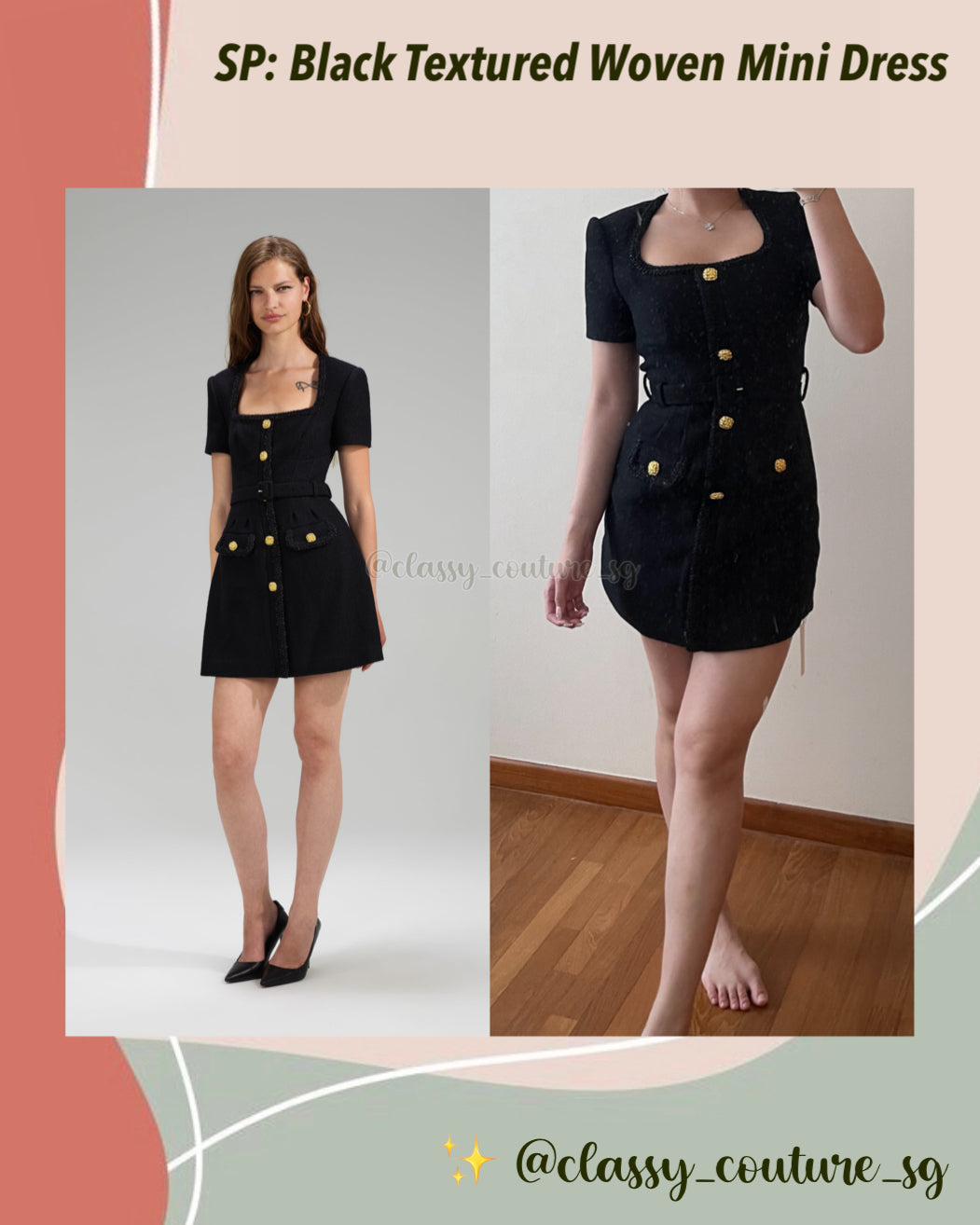 Best! SP Black Textured Woven Mini Dress