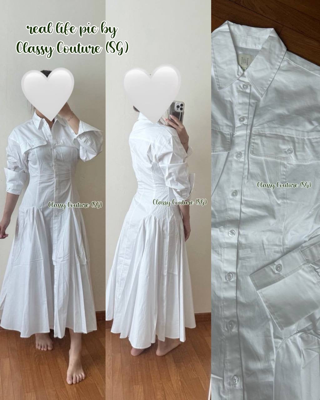 HS Godet Shirtdress Cotton Midi Dress
