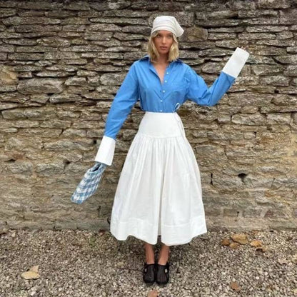 HS Midi Wrap Drop-Waist Tech Poplin Midi Skirt