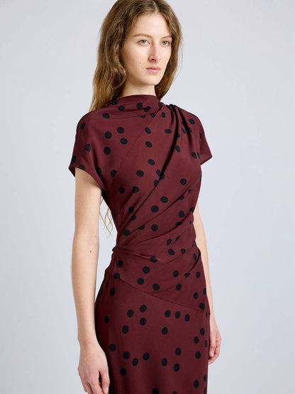 PS Ren Dress in Printed Dot Stretch Viscose