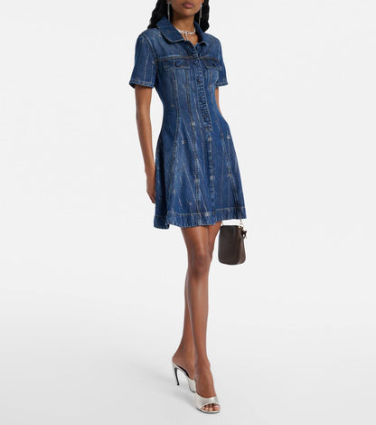 SP Rhinestone Stripe Denim Mini Dress