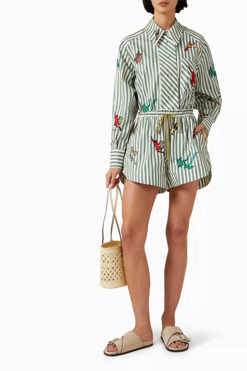 ALM Bisou Embroidered Shirt / Shorts