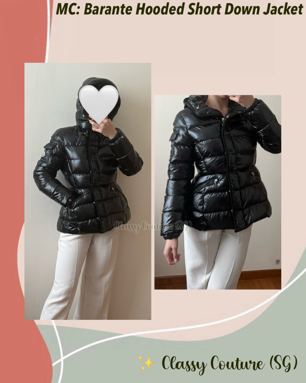 MC Barante Hooded Short Down Jacket in Glossy Black