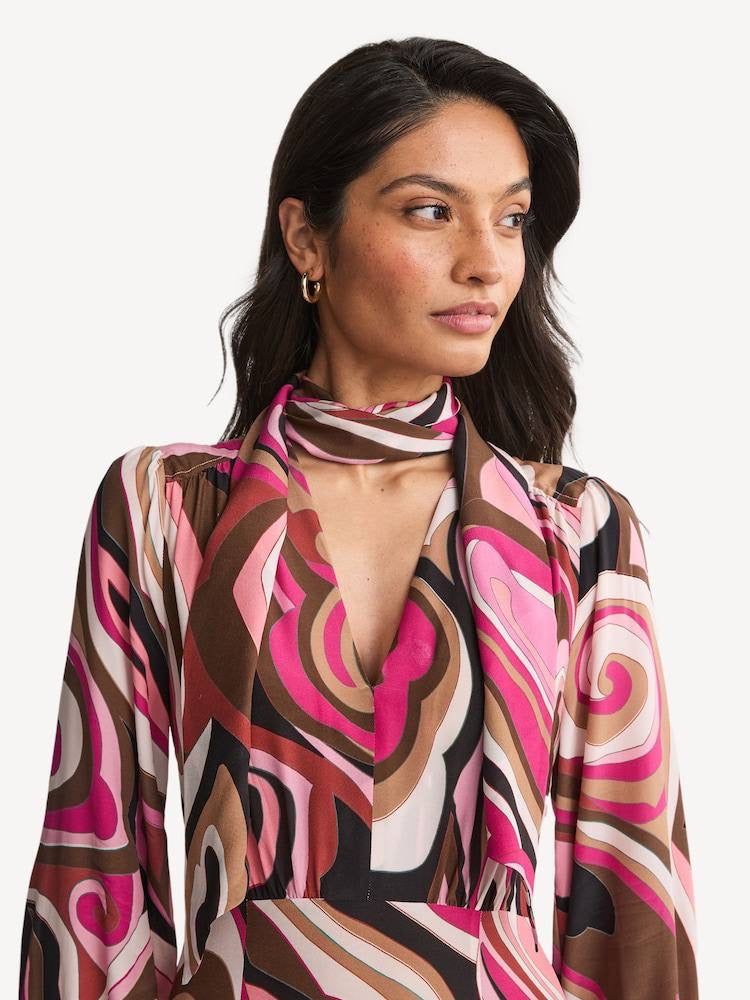 RX Marigold Silk Pussybow Maxi Dress