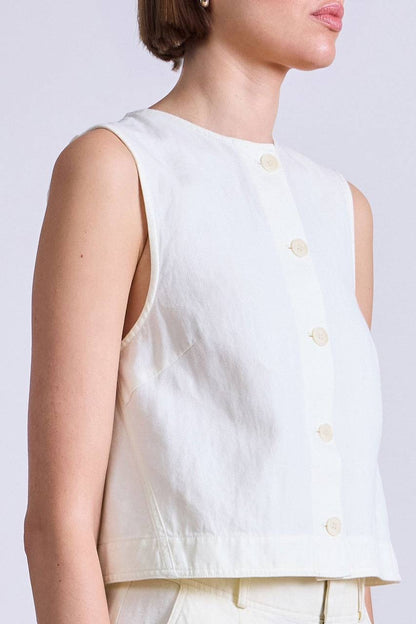AA Godet Sleeveless Tank Top | Bari Shorts | Linen-Cotton Set