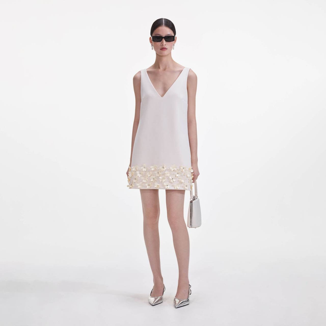 SP Black & Cream Crepe 3D Sequin Mini Dress