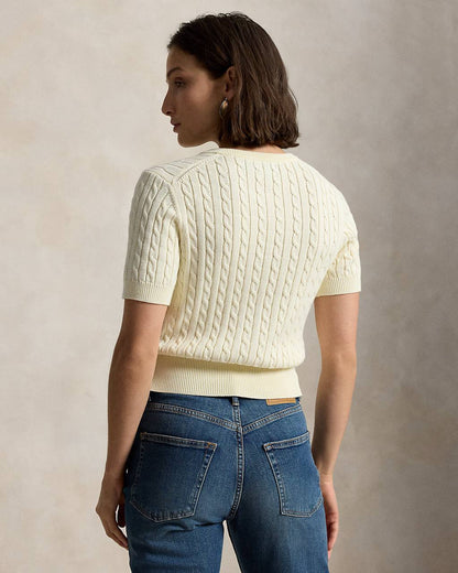 RL: Mini-Cable Short-Sleeve Henley Jumper