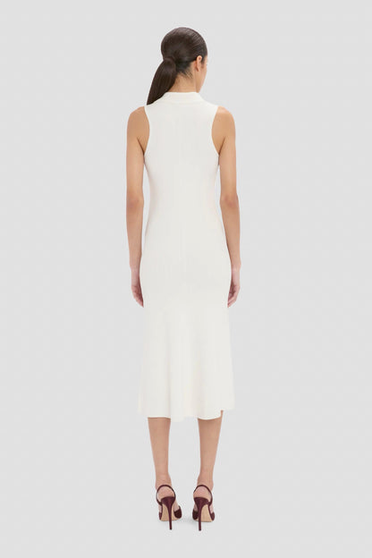 2 Colors! VB Mira Quarter-zip Stretch-viscose Midi Dress in Black & White