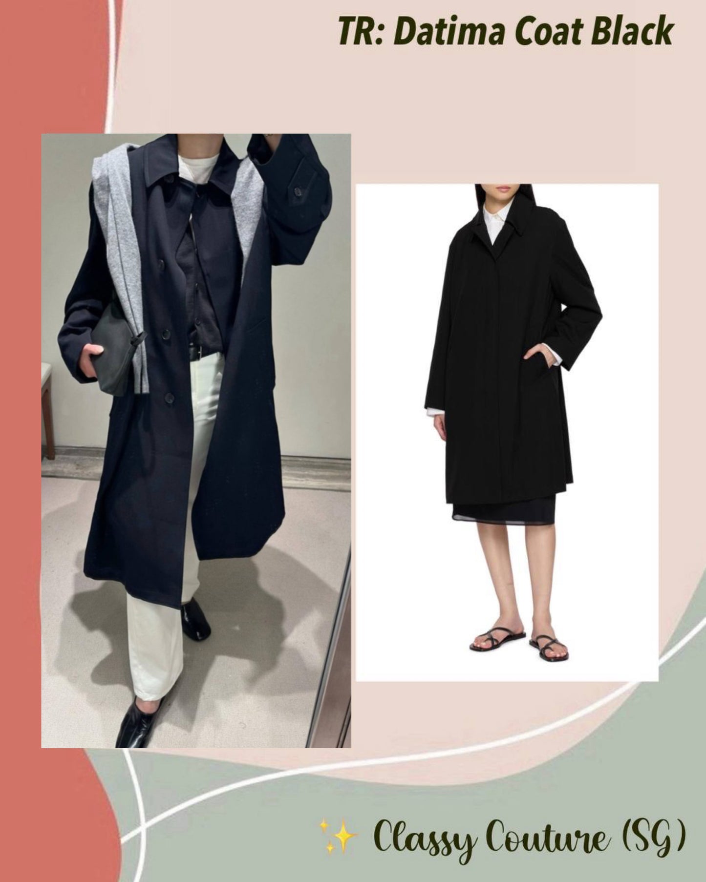 TR Datima Wool Coat in Black (silk-lined)