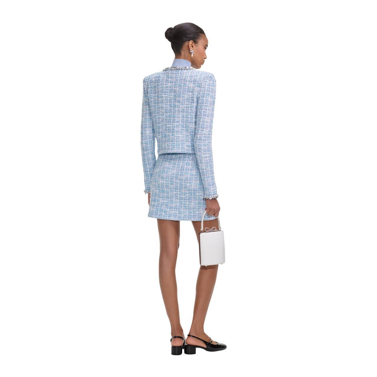SP Blue Checked Boucle Cardigan | Mini Skirt