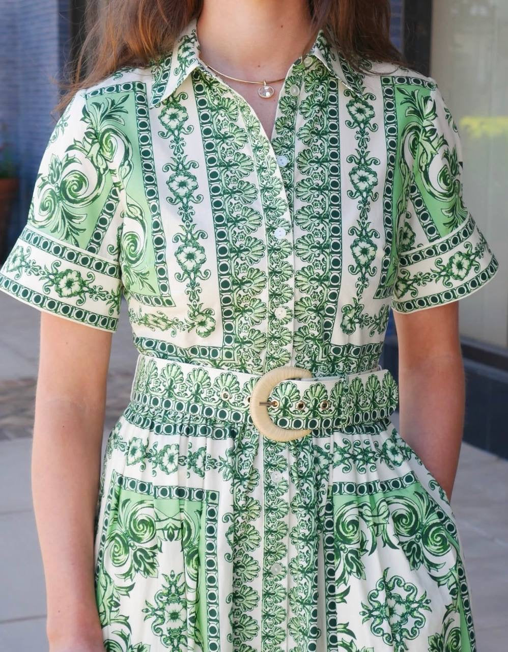 CC Malena Cotton Belted Midi Dress