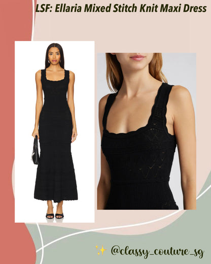 LSF Ellaria Mixed Stitch Knit Maxi Dress in Black