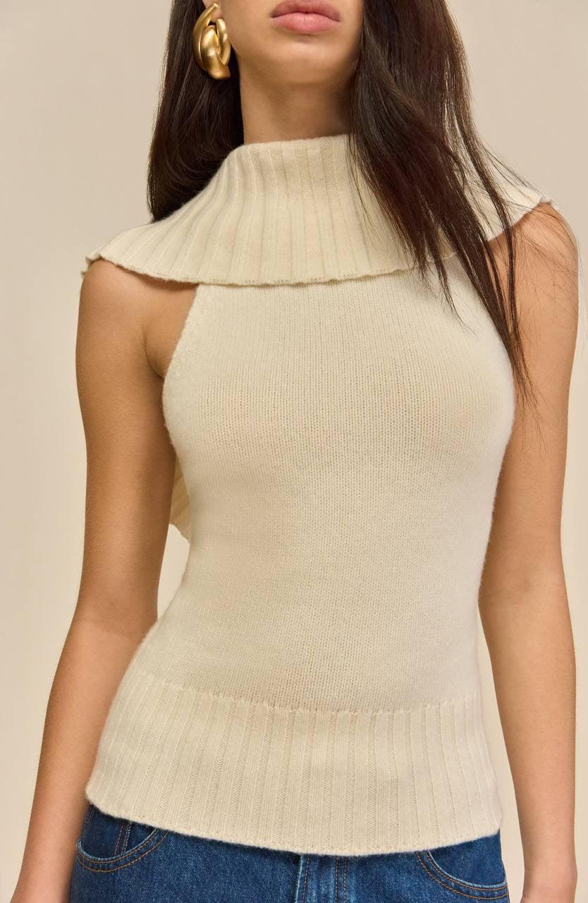 CG Chen Cowl Neck Wool-Cotton Blend Top