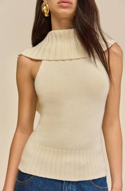 CG Chen Cowl Neck Wool-Cotton Blend Top