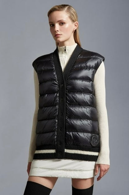 MC Padded Wool Vest Jacket with Down-filled Front