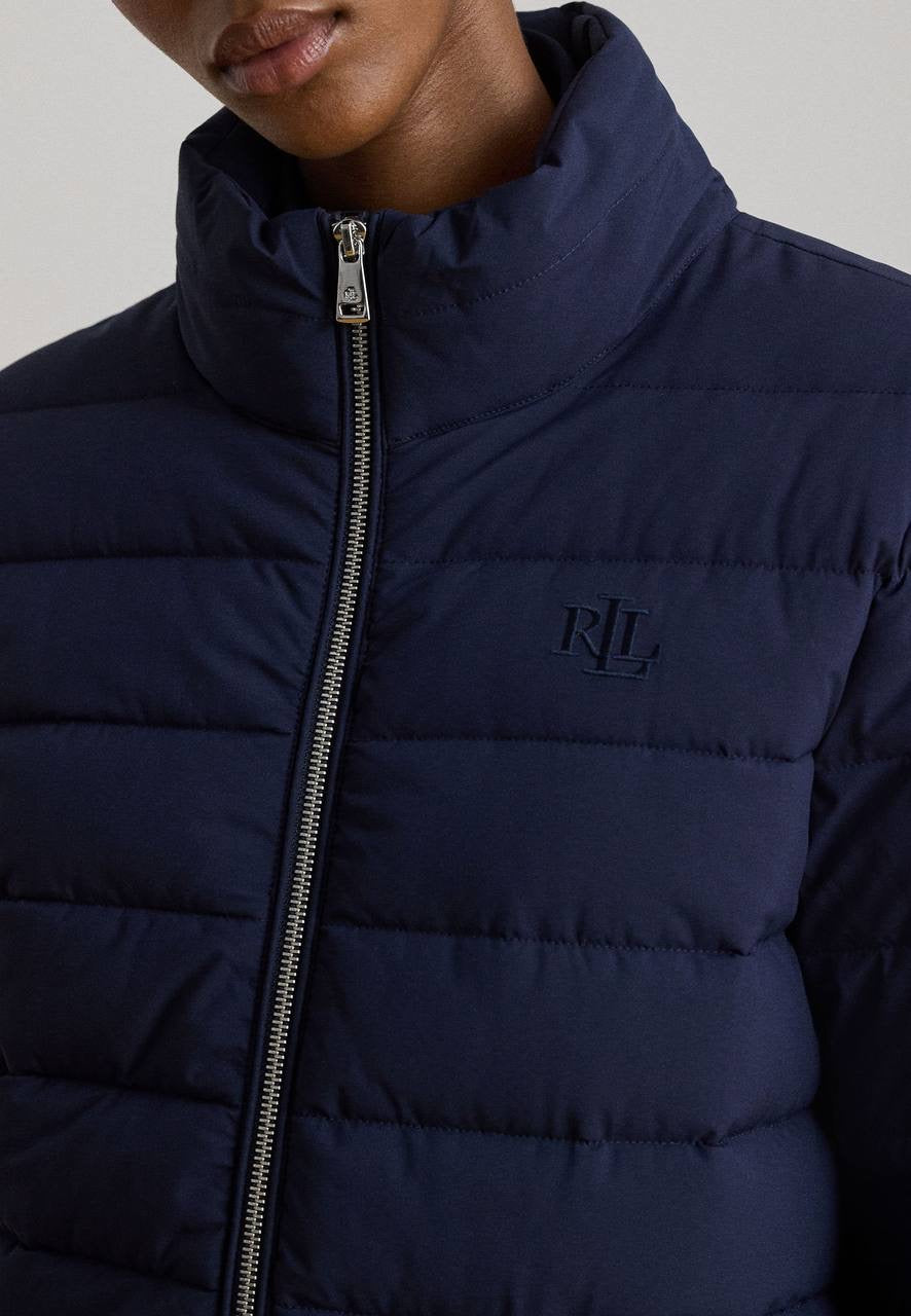 Quilted Stand-collar Mockneck Lightweight Puffer Jacket