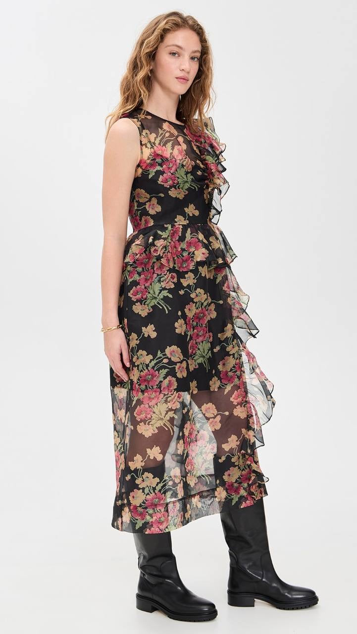 SE Cornelia Print Silk Organza Midi Dress