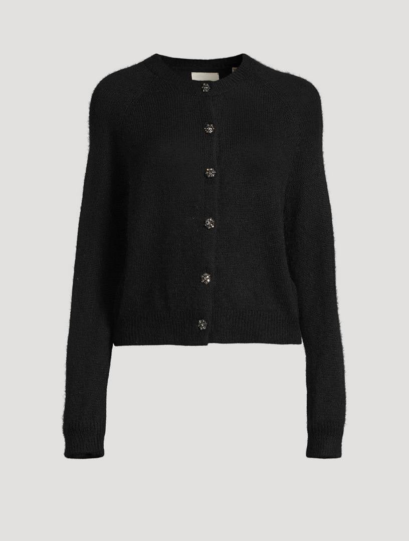 DN Petra Crystal Button Alpaca-wool Cardigan in Black