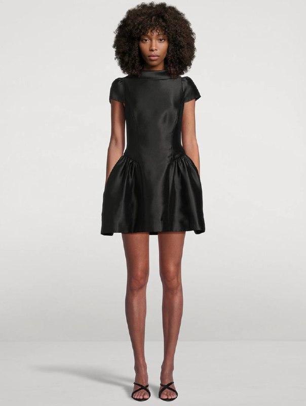 SP Black Taffeta Collared Mini Dress