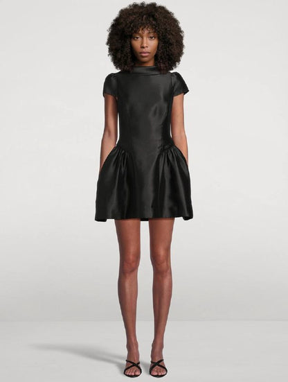 SP Black Taffeta Collared Mini Dress